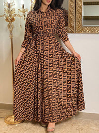 Printed Tied Shirt Dress