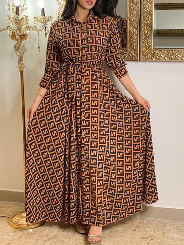 Printed Tied Shirt Dress