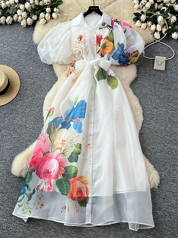 Floral Tied Shirt Dress