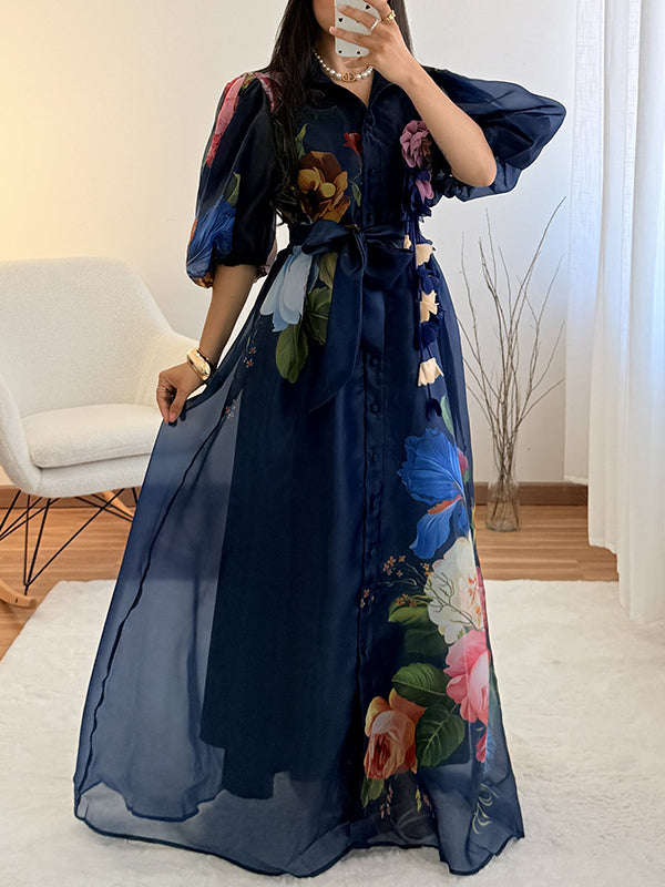 Floral Tied Shirt Dress