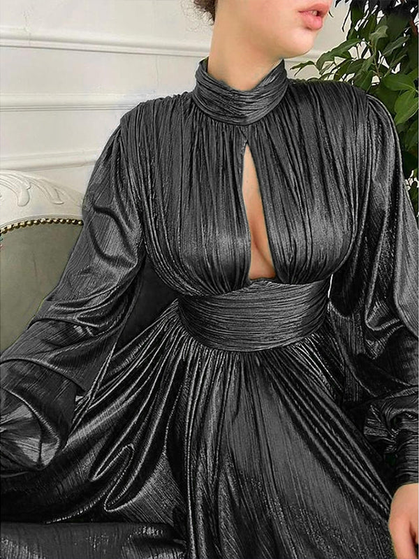 Metallic Cutout Maxi Dress