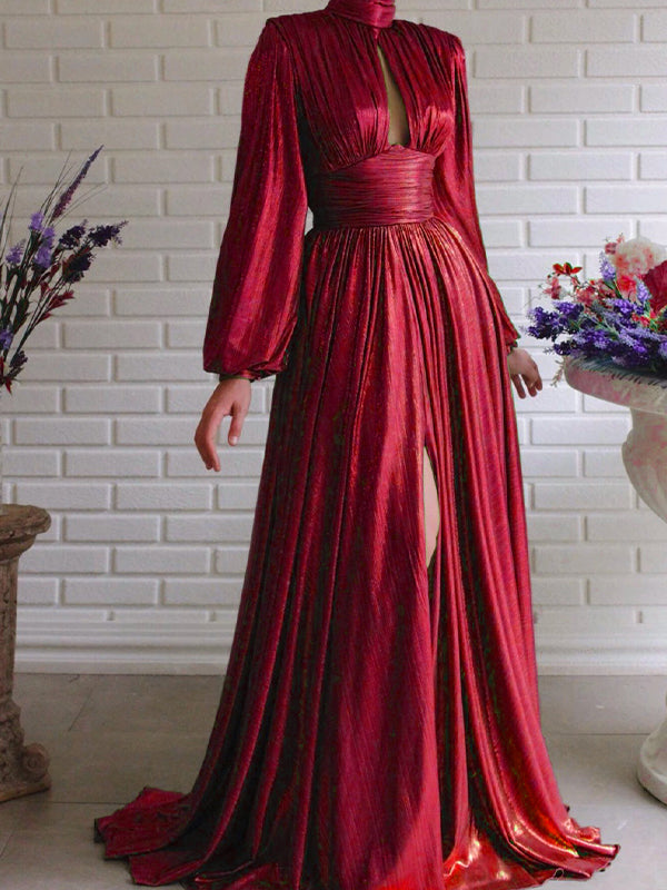 Metallic Cutout Maxi Dress