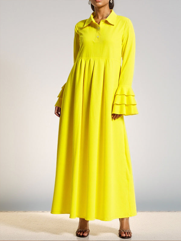 Bell-Sleeve Button-Front Dress