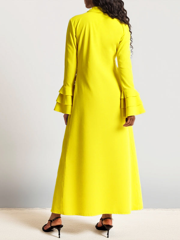 Bell-Sleeve Button-Front Dress