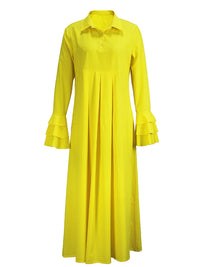 Bell-Sleeve Button-Front Dress