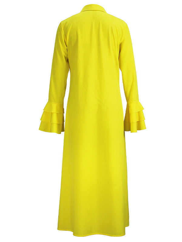 Bell-Sleeve Button-Front Dress