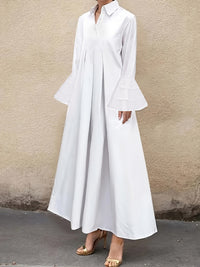 Bell-Sleeve Button-Front Dress