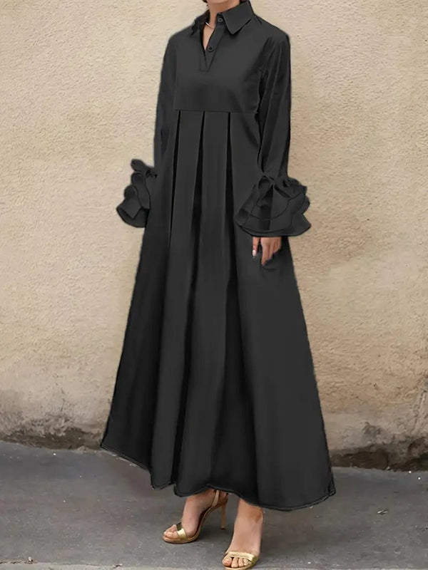 Bell-Sleeve Button-Front Dress