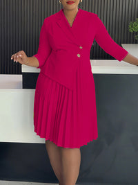 Solid Pleated Blazer Dress