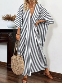 Stripe V-Neck Maxi Dress