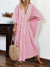 Stripe V-Neck Maxi Dress
