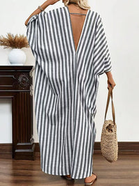 Stripe V-Neck Maxi Dress