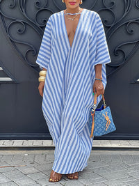 Stripe V-Neck Maxi Dress