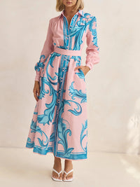 Printed Tied Shirt Dress