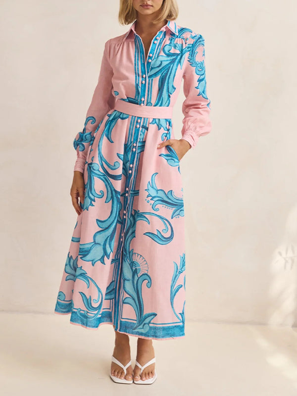 Printed Tied Shirt Dress