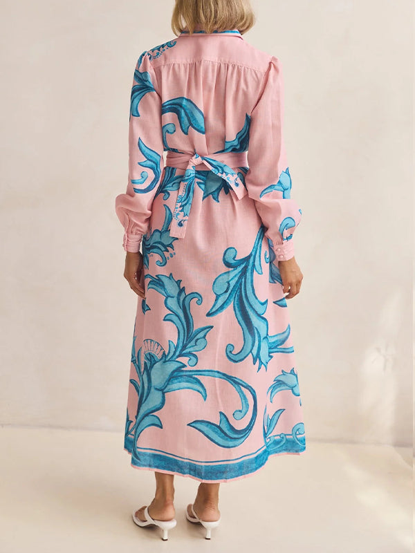 Printed Tied Shirt Dress