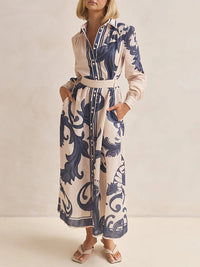 Printed Tied Shirt Dress