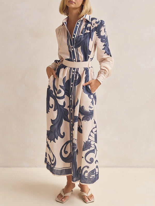 Printed Tied Shirt Dress