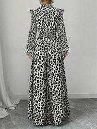Leopard Tied-Neck Maxi Dress