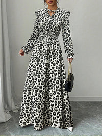 Leopard Tied-Neck Maxi Dress