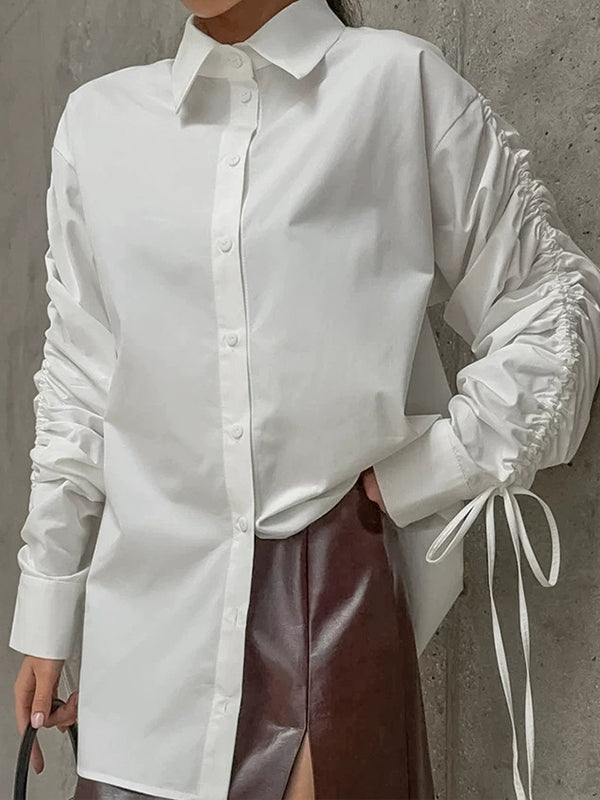 Drawstring-Sleeve Tunic Shirt