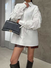 Drawstring-Sleeve Tunic Shirt