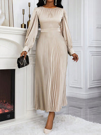 Solid Pleated Midi Dress