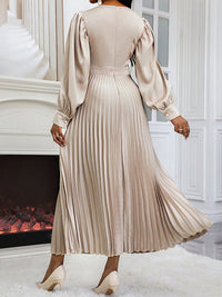 Solid Pleated Midi Dress