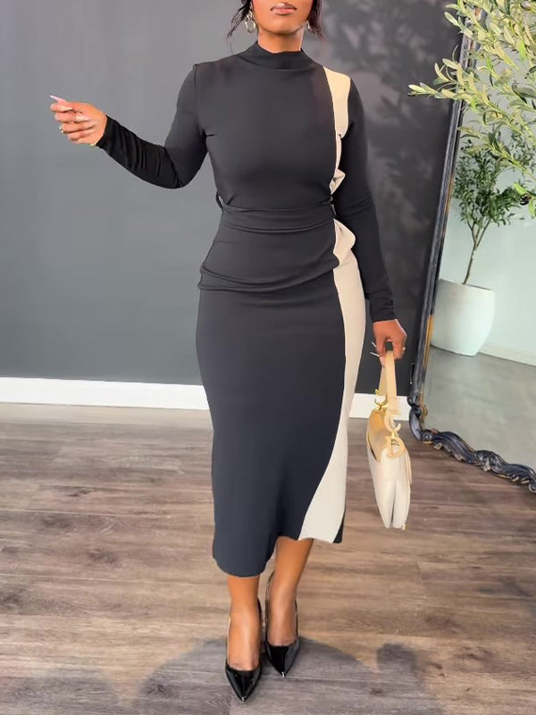 Two-Tone Combo Bodycon Dress