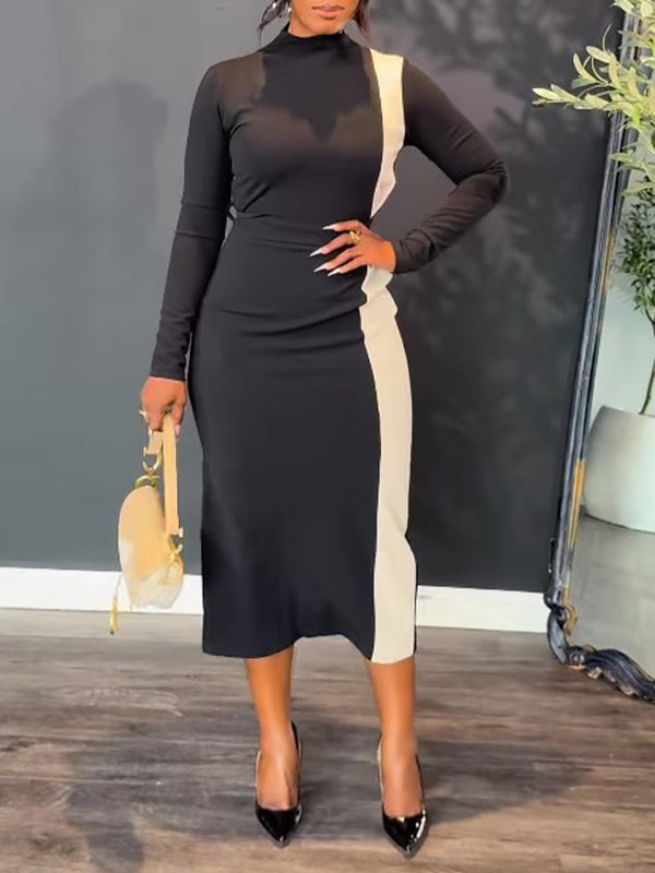 Two-Tone Combo Bodycon Dress
