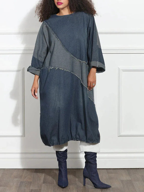 Colorblock Combo Denim Dress