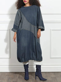 Colorblock Combo Denim Dress