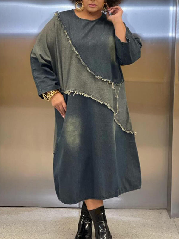 Colorblock Combo Denim Dress