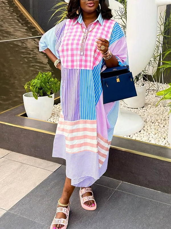 Plaid Combo Shirt Dress