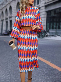 Printed Mock-Neck Dress