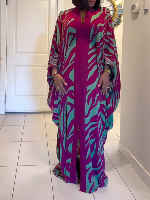 Printed V-Neck Maxi Dress