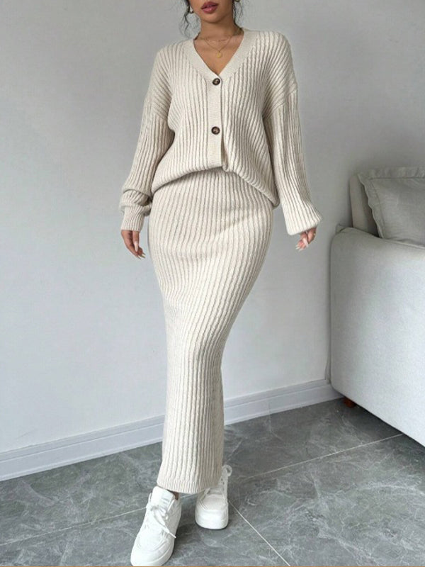 Knit Cardigan & Skirt Set