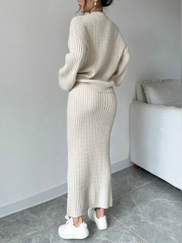Knit Cardigan & Skirt Set