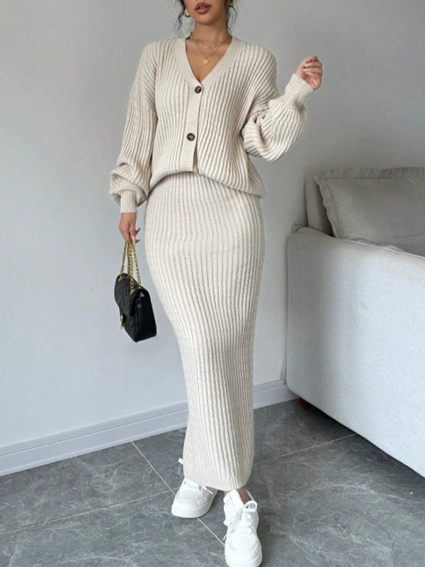 Knit Cardigan & Skirt Set