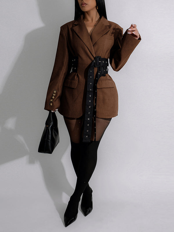 Belted Long Blazer