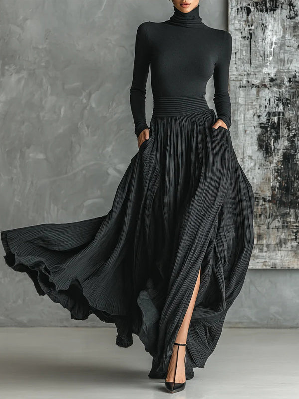 Turtleneck Top & Skirt Set