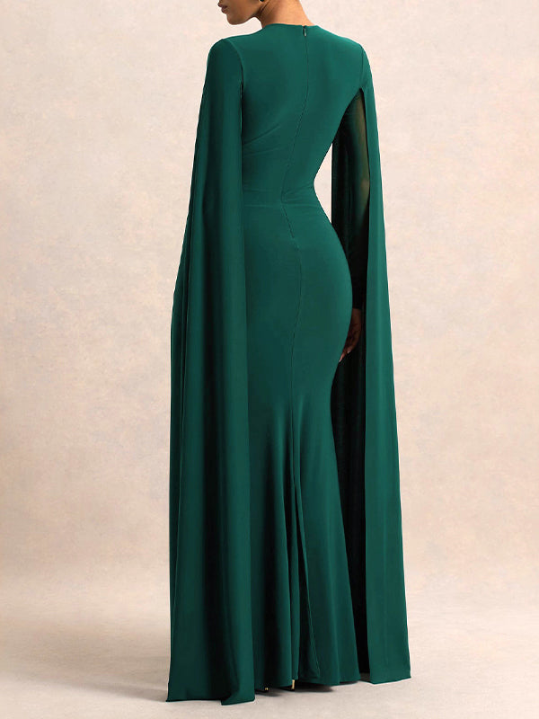 Solid Draped Maxi Dress
