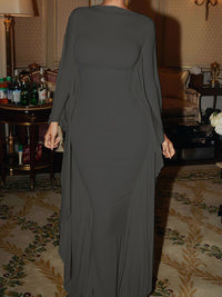 Solid Batwing-Sleeve Maxi Dress