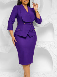 Solid Lapel Bodycon Dress