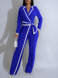 Piping Lapel Jumpsuit
