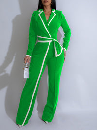 Piping Lapel Jumpsuit