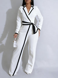Piping Lapel Jumpsuit