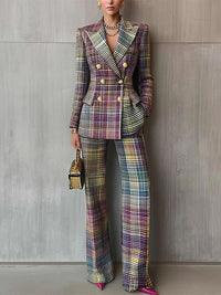 Plaid Blazer & Pants Set