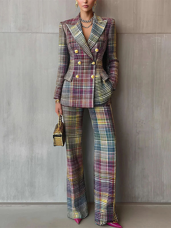 Plaid Blazer & Pants Set