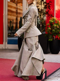 Plaid Blazer & Skirt Set